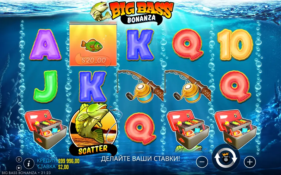 Big Bass Bonanza: панель ставки и автоигра