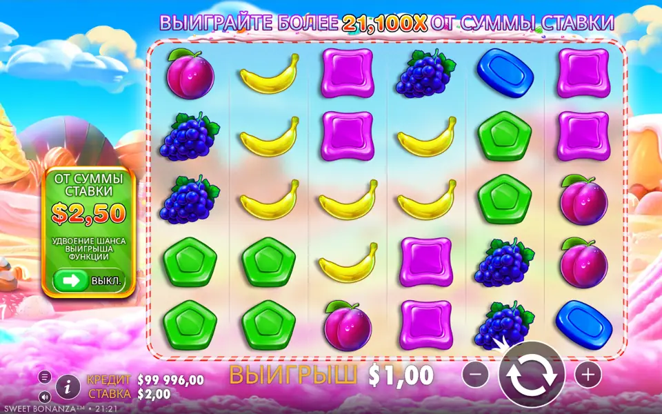 Sweet Bonanza: экран бонусной игры